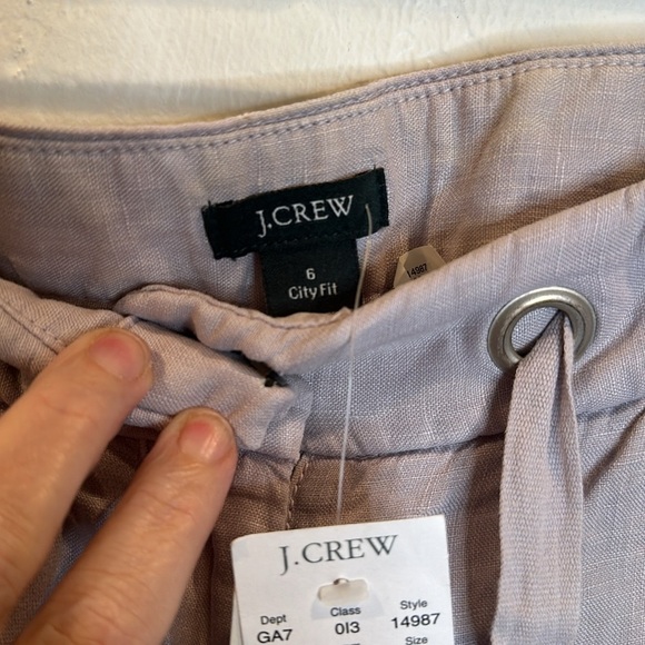 JCREW LINEN STRAIGHT LEG PANT CITY FIT DRAWSTRING WAIST NRW WITH TAGS SZ 6 - Picture 5 of 8